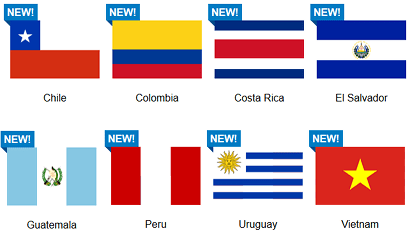 Flags of countries in Go Roam
