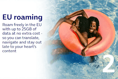O2 plans include up to 25GB of European roaming