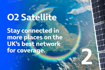 O2 Satellite providing connectivity outside normal mobile coverage