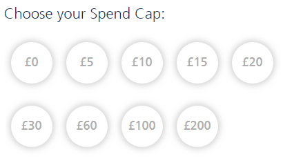 Spending cap amount selection screenshot