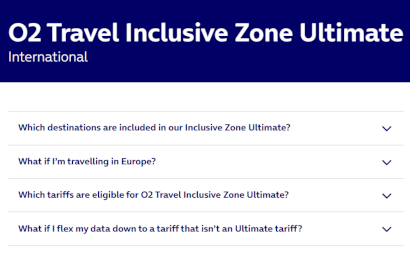 O2 Ultimate roaming across 123 destinations