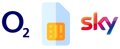 Mobile SIM card with O2 and Sky logos