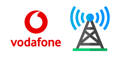 Vodafone logo and an antenna