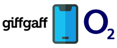 Phone with O2 and giffgaff logos