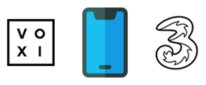 Smartphone icon with VOXI and SMARTY logos