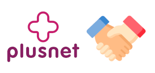 Plusnet Mobile logo with hand pointing to stars