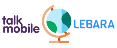Talkmobile and Lebara logos with a globe