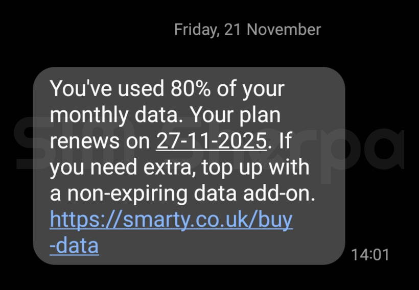 Screenshot of a message