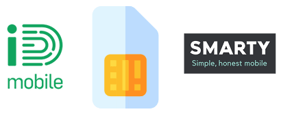 SIM card with iD Mobile and SMARTY logos