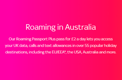 Roaming in Australia on a pink and red background