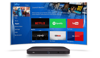 Sky Q box and television