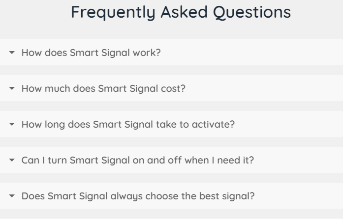 Screenshot of FAQs from Honest Mobile's website
