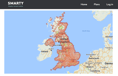 Screenshot of SMARTY's coverage checker map