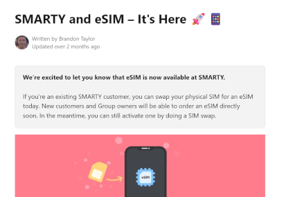 SMARTY and eSIM screenshot