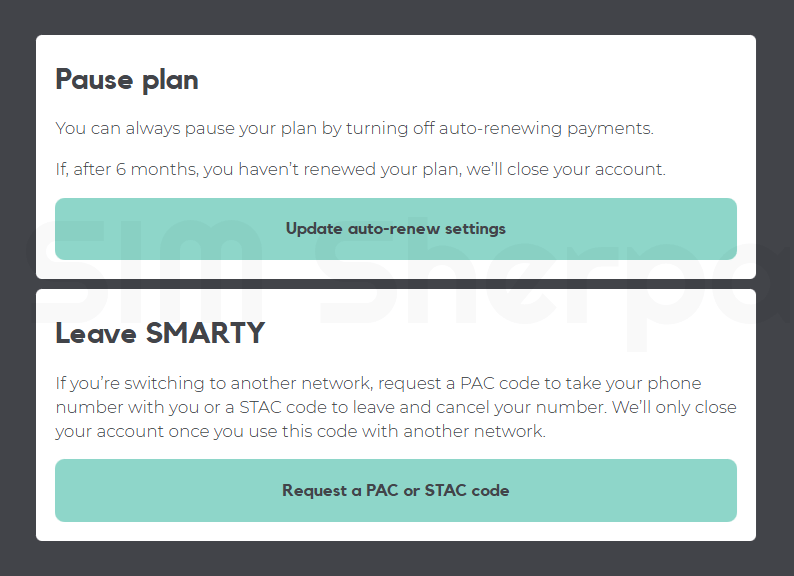 Screenshot of pausing a plan