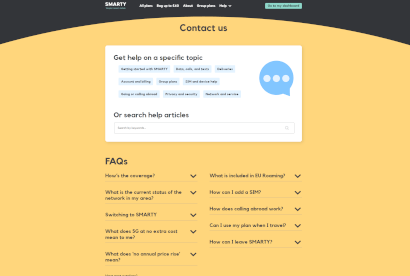 Screenshot of SMARTY's help section