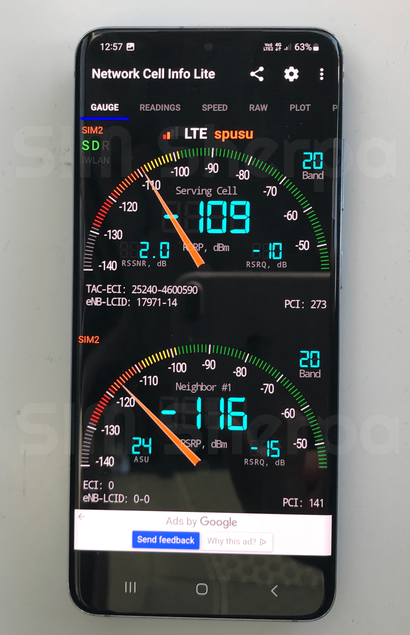 Photo of a phone with Band 20 4G working on it