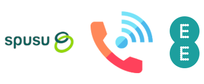 spusu and EE logos with the WiFi calling symbol