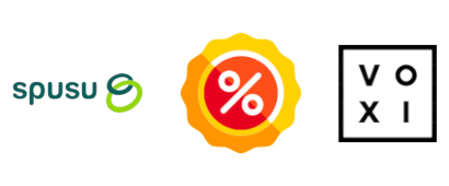 Special offer ribbon with spusu and VOXI logos