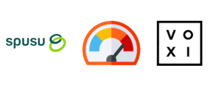 Speedometer icon with spusu and VOXI logos