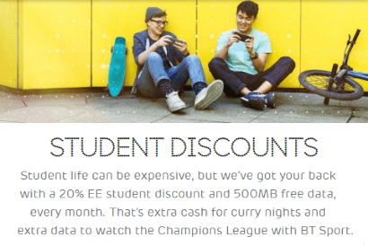 Student discounts on EE