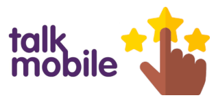 Talkmobile logo and a star rating icon
