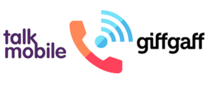 Talkmobile and giffgaff logos with phone