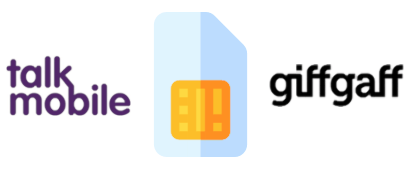 giffgaff and Talkmobile logos with SIM card