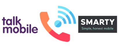 Talkmobile and SMARTY logos with phone
