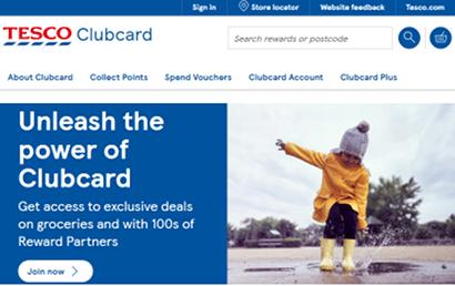 Tesco Clubcard website screenshot