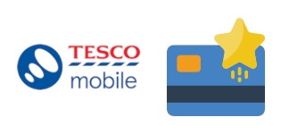 Tesco Mobile logo with a credit card