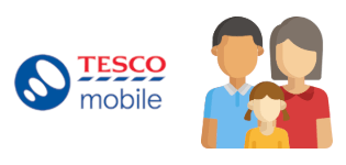 Tesco Mobile logo with a family