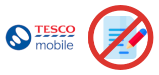Tesco Mobile logo with a contract and no entry sign