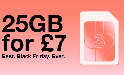 Three 25GB for £7 offer