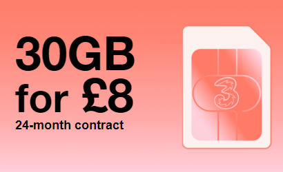 Three 30GB for £8 banner
