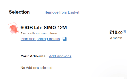 Screenshot of checkout