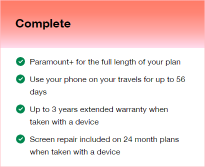 Complete plan benefits list