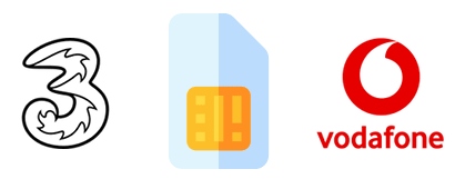 A Vodafone and Three SIM card