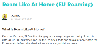 Free EU roaming on The People's Operator