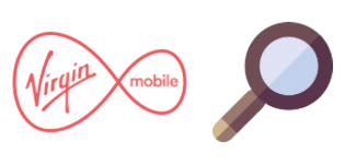 Virgin Mobile logo with a magnifying glass