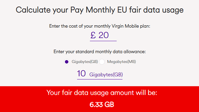 Virgin Mobile fair data usage calculator