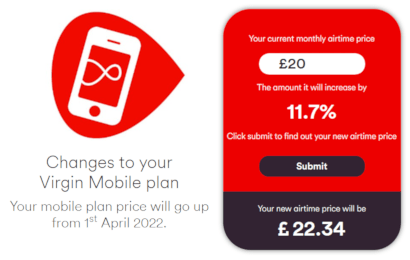 Virgin Mobile price increases calculator