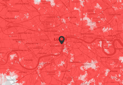 Screenshot of Vodafone's London coverage