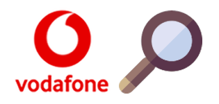 Vodafone logo and magnifying glass