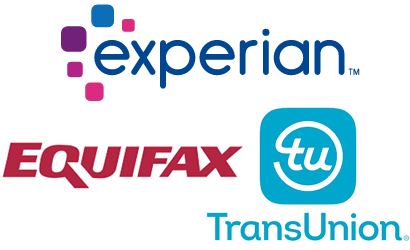 Logos of experian, Equifax and TransUnion