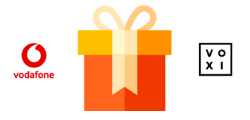 A gift with VOXI and Vodafone logos