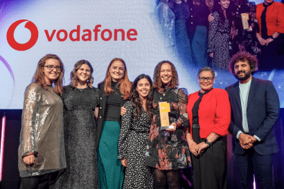 Vodafone employees receiving award