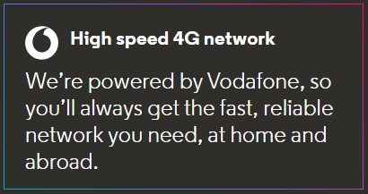 VOXI's 4G speeds delivered by Vodafone