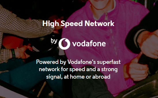 High speed network by Vodafone banner