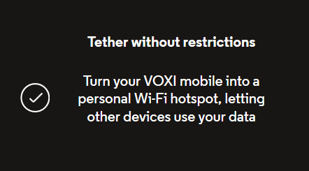 VOXI's tethering policy